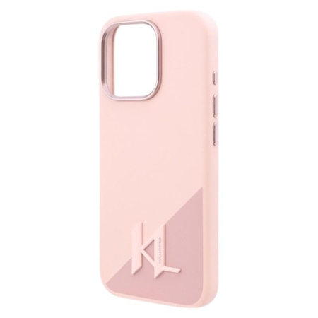 Karl Lagerfeld Silicone Shadow Metal Initial MagSafe - Hülle für iPhone 16 Pro Max (rosa)