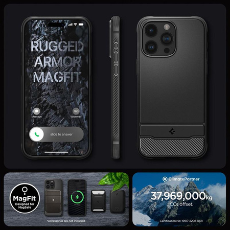 Spigen Rugged Armor MagSafe - Étui pour iPhone 15 Pro Max (Noir mat)