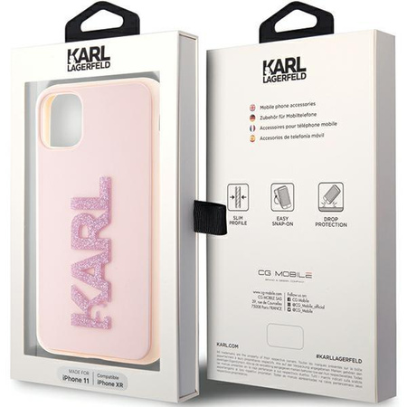 Karl Lagerfeld 3D Rubber Glitter Logo - iPhone 11 Case (Pink)