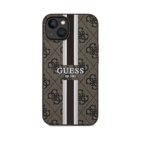Guess 4G Étui MagSafe à rayures imprimées - iPhone 15 (marron)