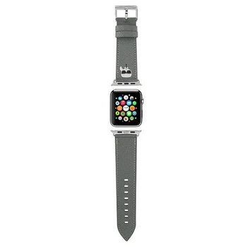 Karl Lagerfeld Saffiano Karl Head - Řemínek pro Apple Watch 42/44/45 mm (stříbrný)