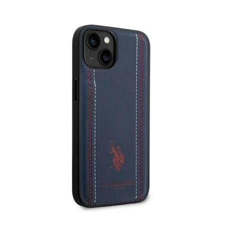 US Polo Assn Leather Stitch - Étui pour iPhone 14 Plus (bleu marine)