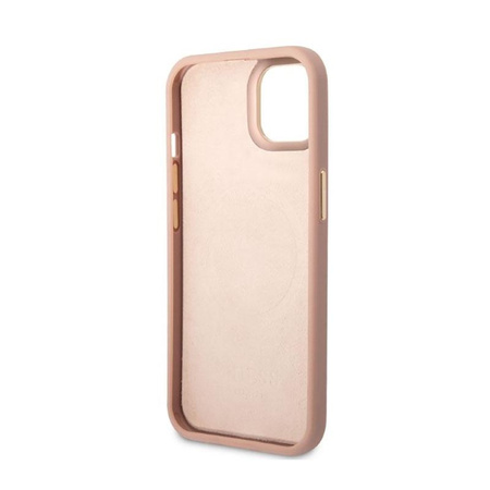 Guess Peony Logo Plate MagSafe - Etui iPhone 13 (różowy)