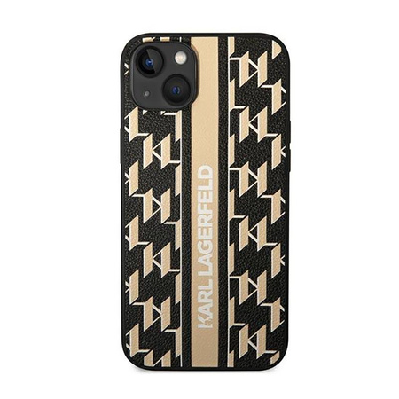 Karl Lagerfeld Monogram Stripe - pouzdro pro iPhone 14 Plus (hnědé)