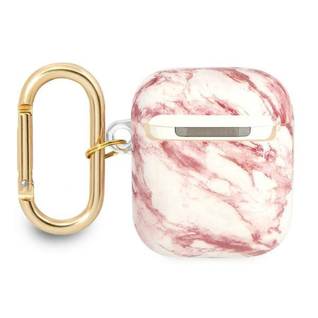 Guess Marble Strap - pouzdro pro Airpods 1/2 generace (růžové)