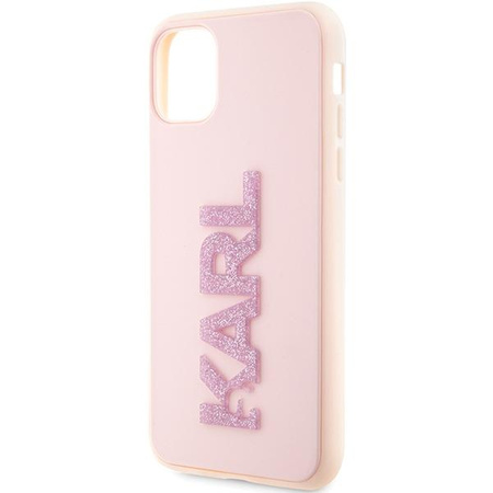 Karl Lagerfeld 3D Rubber Glitter Logo - iPhone 11 Case (Pink)