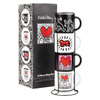 Keith Haring – Set mit 4 Keramiktassen mit Ständer, 300 ml