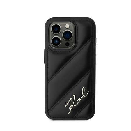 Karl Lagerfeld Diagonális steppelt írás - iPhone 15 Pro tok (fekete)