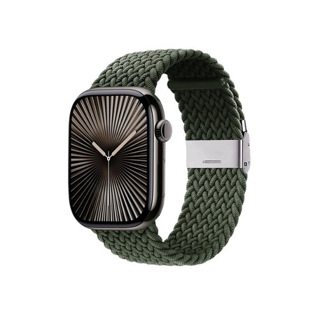Crong Wave Band - Fonott szíj Apple Watch 44/45/46/49 mm-es órához (zöld)