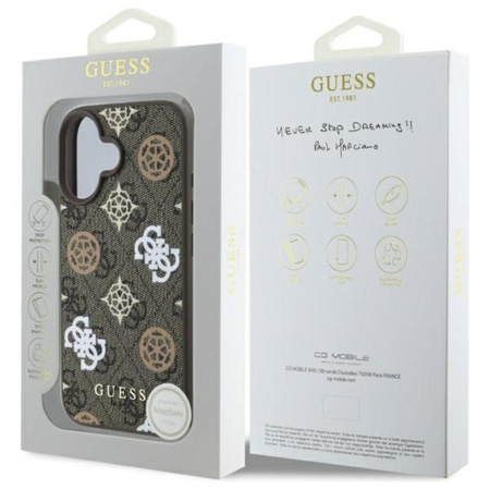 Guess Peony On 4G Background MagSafe - iPhone 16 Case (brown)