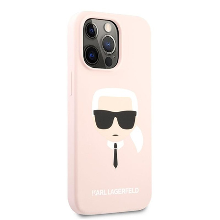 Silikonové pouzdro Karl Lagerfeld Iconic Karl`s Head - iPhone 13 Mini (růžové)