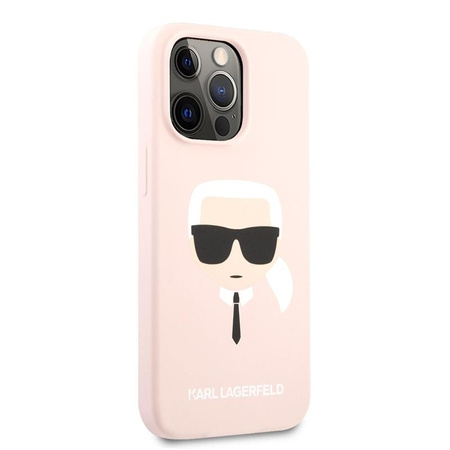 Silikonové pouzdro Karl Lagerfeld Iconic Karl`s Head - iPhone 13 Pro Max (růžové)