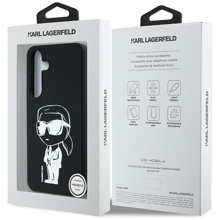 Karl Lagerfeld Silicone Graffiti Ikonik Printed Logo MagSafe - Hülle für Samsung Galaxy S25 (Schwarz)