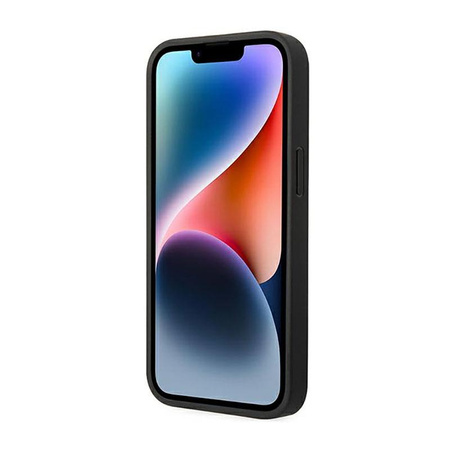 BMW Leder Carbon Blue Line - iPhone 14 Tasche (Schwarz)