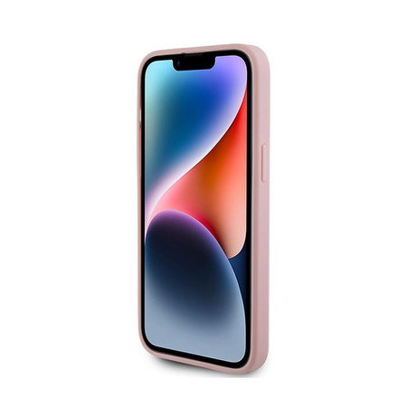 Pouzdro Guess Glitter Script Big 4G - iPhone 15 Pro (růžové)