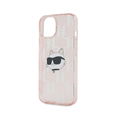 Karl Lagerfeld IML Choupette Head & Monogram - pouzdro na iPhone 15 / 14 / 13 (růžové)