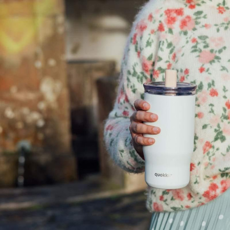 Quokka Mist - Tazza termica in acciaio inox da 720 ml con cannuccia (avorio)