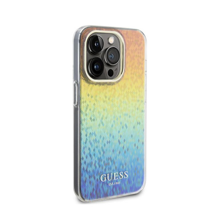 Guess IML Faceted Mirror Disco Iridescent - pouzdro pro iPhone 15 Pro (duhové)