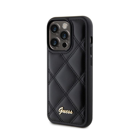 Guess Quilted Metal Logo - pouzdro pro iPhone 15 Pro (černé)