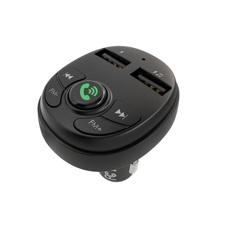 Borofone - FM transmitter with two USB charging ports, black