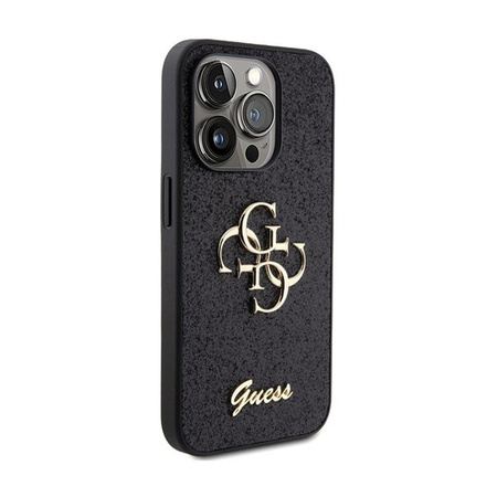 Guess Glitter Script Big 4G - Etui iPhone 15 Pro Max (czarny)