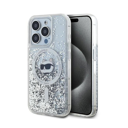 Karl Lagerfeld Liquid Glitter Choupette Head MagSafe - pouzdro pro iPhone 13 Pro Max (průhledné)