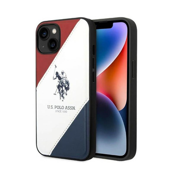 US Polo Assn Tricolor Embossed - pouzdro pro iPhone 14 (bílé)