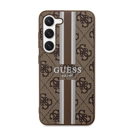 Guess 4G Printed Stripe - pouzdro pro Samsung Galaxy S23 (hnědé)