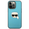 Karl Lagerfeld PU Leather Karl's Head Metal - Coque iPhone 13 Pro Max (bleu)