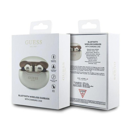 Guess True Wireless Classic EST BT5.3 - sluchátka TWS + nabíjecí pouzdro (zlatá)