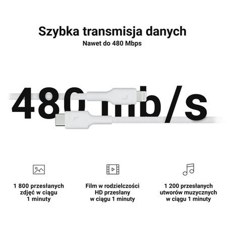Green Cell PowerStream - Kabel Przewód USB-C - Lightning 100 cm Power Delivery certyfikat Apple MFi (biały)