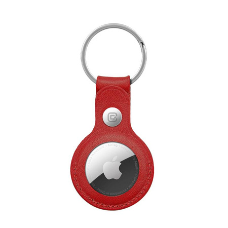 Crong Ledertasche mit Schlüsselanhänger - Schlüsselanhänger aus Leder für Apple AirTag (rot)