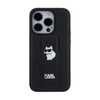 Karl Lagerfeld Gripstand Saffiano Choupette Pins - iPhone 14 Pro Tasche (schwarz)