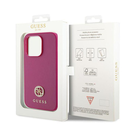 Guess 4G Strass Metal Logo - Tasche für iPhone 15 Pro Max (rosa)
