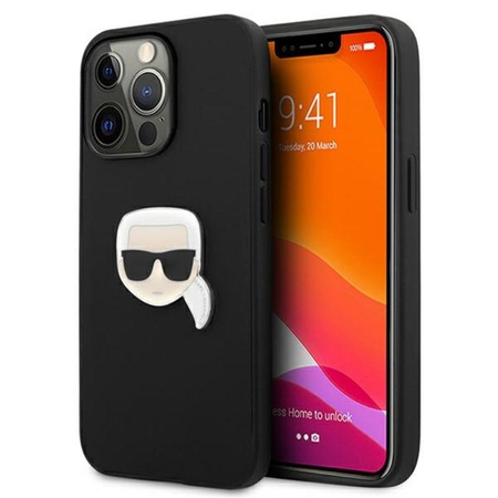 Karl Lagerfeld PU Leder Karl's Head Metall - iPhone 13 Pro Max Tasche (schwarz)