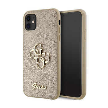 Guess Glitter Script Big 4G - iPhone 11 Case (Gold)