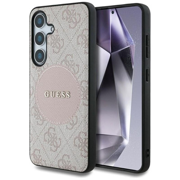 Guess 4G Round Patch Classic Logo MagSafe - Case for Samsung Galaxy S25+ (pink)