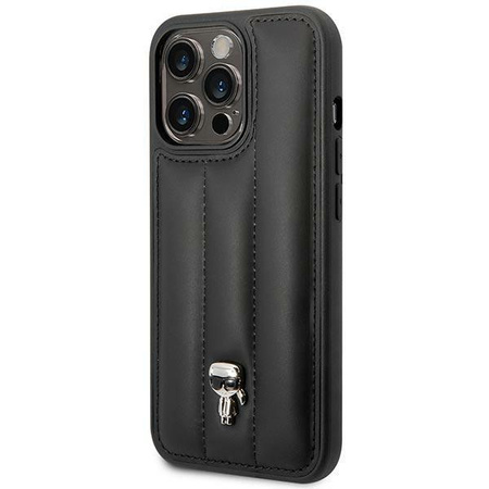 Karl Lagerfeld Quilted Puffy Ikonik Pin - Coque pour iPhone 14 Pro (Noir)