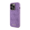 Guess Leather 4G Stamped - Tasche für iPhone 15 Pro Max (Violett)