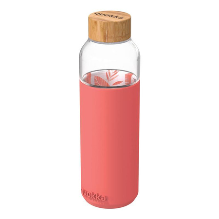 Quokka Flow - Glass water bottle 660 ml (Inner Pink Botanical)