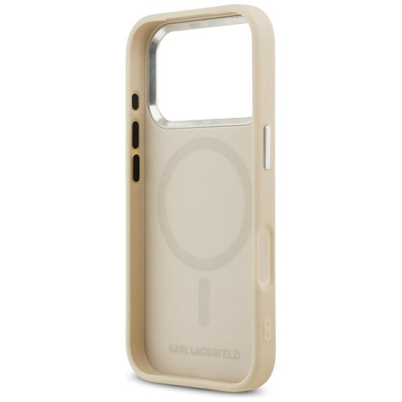 ETUI DO IPHONE 17 PRO do MAGSAFE KARL LAGERFELD ORYGINALNE BEŻOWE SKÓRZANE