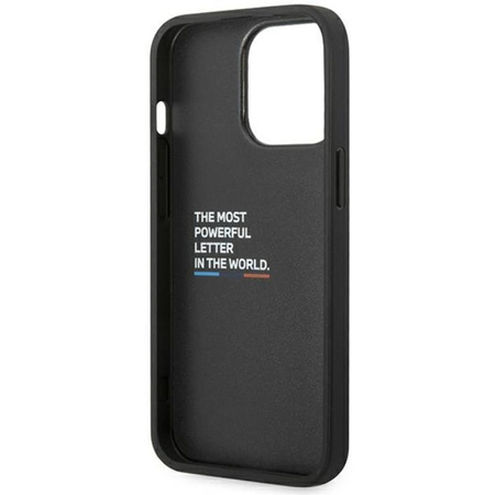 BMW Leder Hot Stamp Tricolor - iPhone 14 Pro Tasche (Schwarz)