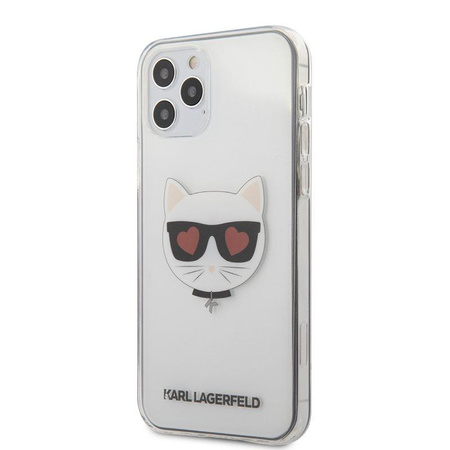 Karl Lagerfeld Choupette Head Heart - pouzdro pro iPhone 12 / iPhone 12 Pro (průhledné)