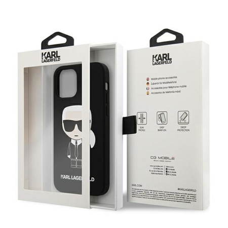 Pouzdro Karl Lagerfeld Fullbody Silicone Iconic - iPhone 12 Pro Max (černé)
