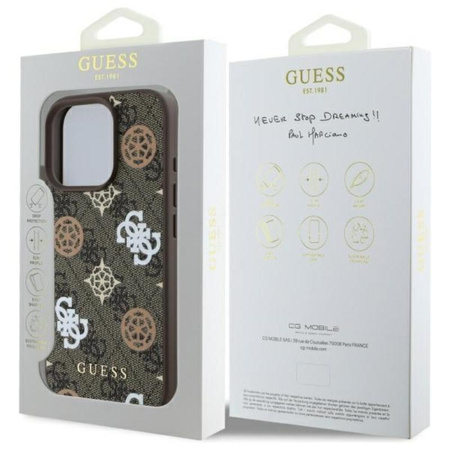 Guess Peony On 4G Background MagSafe - Case for iPhone 16 Pro Max (brown)