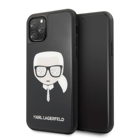 Karl Lagerfeld Double Layers Glitter Head - Coque iPhone 11 Pro (Noir)