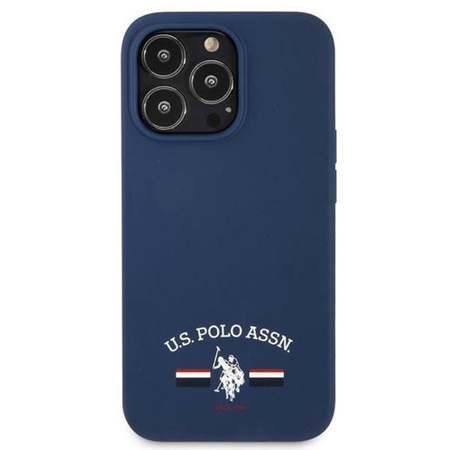 US Polo Assn szilikon logó - iPhone 13 Pro tok (tengerészkék)