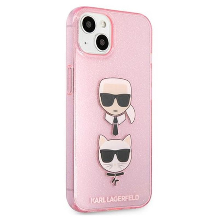 Karl Lagerfeld Glitter Karl & Choupette Head - Coque iPhone 13 (rose)