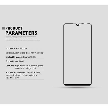 Mocolo 3D 9H Full Glue - Celoplošné ochranné sklo pro Huawei P30 Lite (černé)