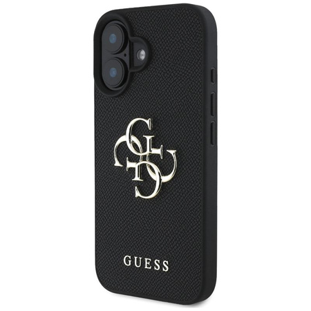 Guess Genarbtes Großes 4G Logo Kleines Klassisches Logo - Hülle für iPhone 16 (schwarz)